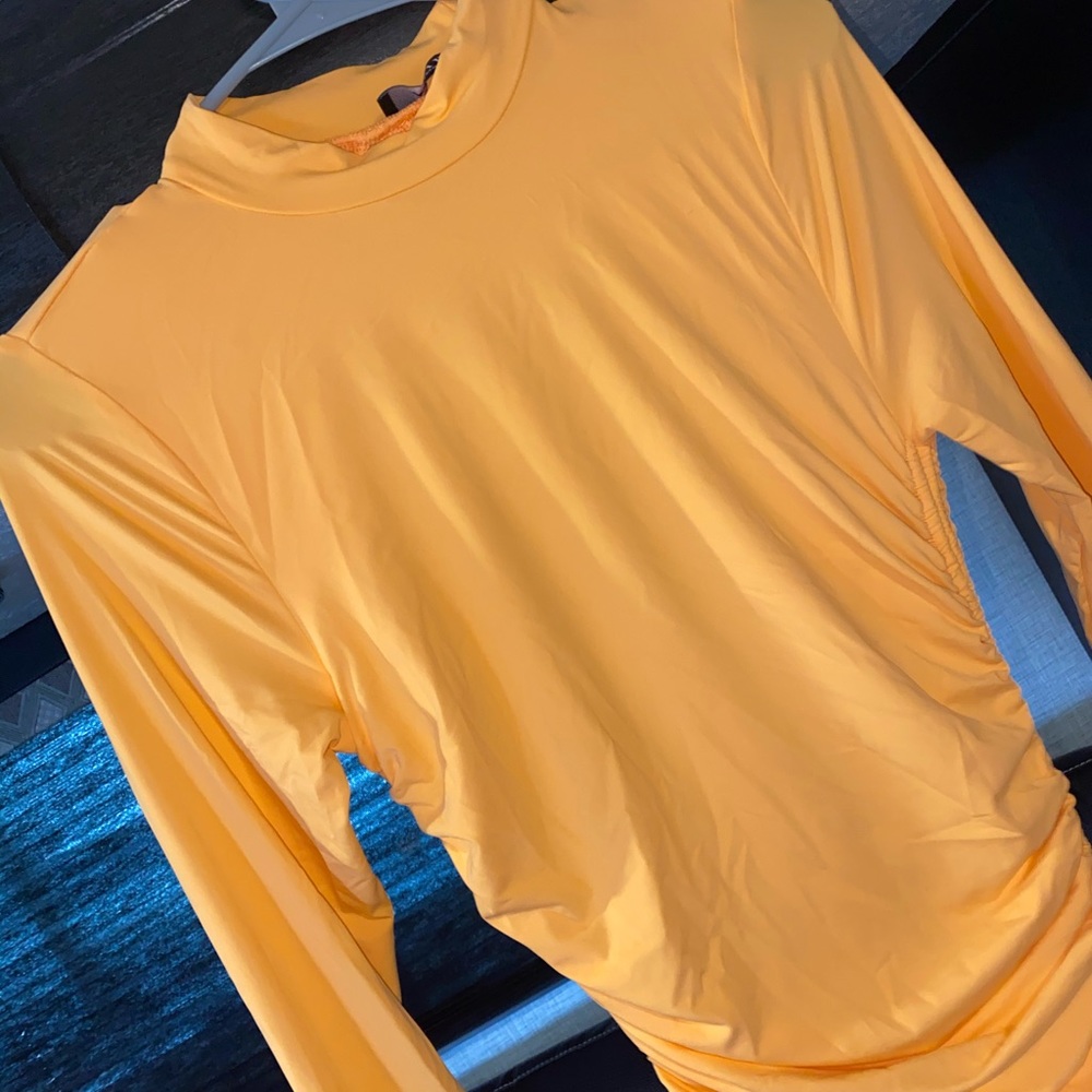 Long backless orange dress